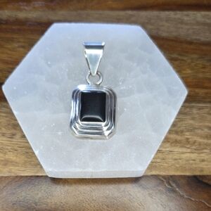 Silpada Sterling Silver Black Onyx Rectangle Pendant S0113